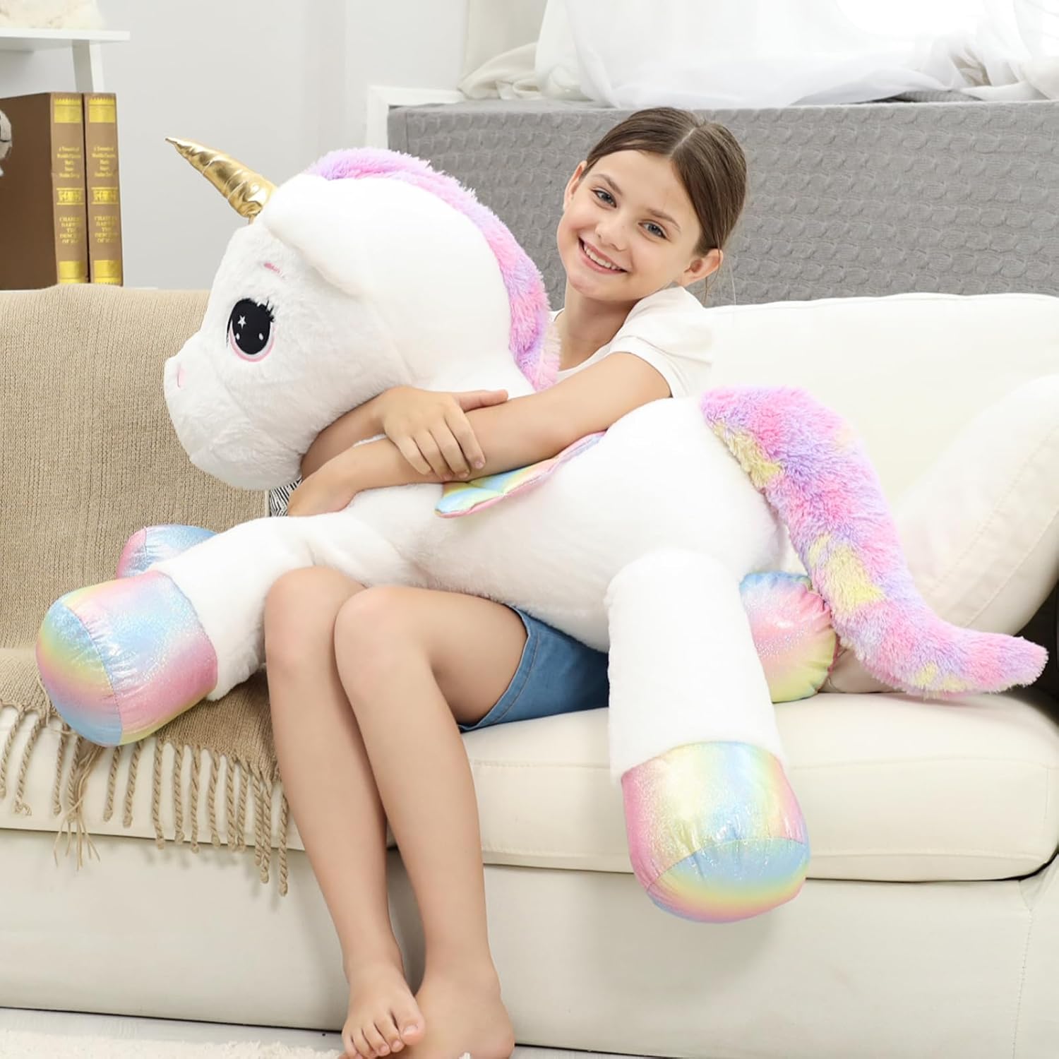 44 Inch Giant Unicorn Plush Pillow Toy