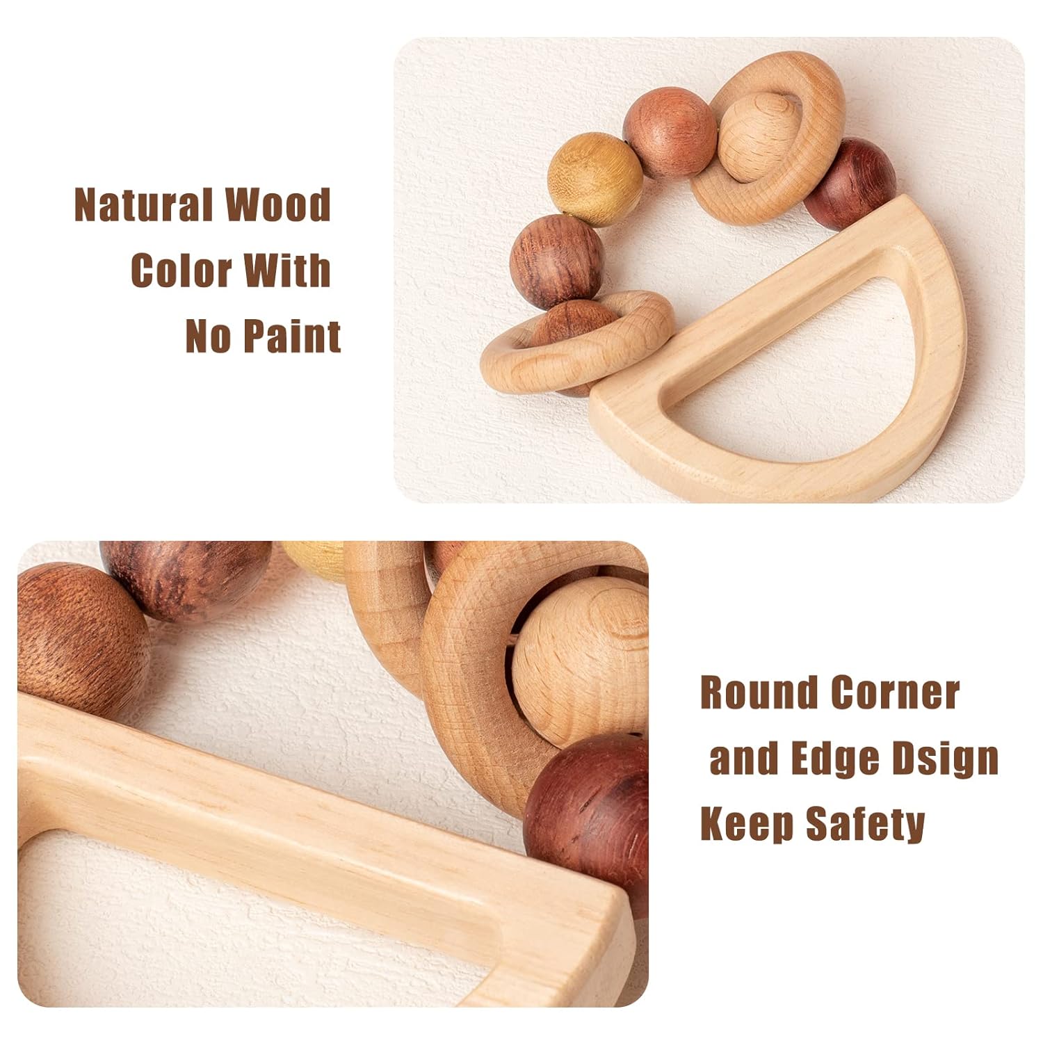 Busy Edition Wooden Rattles for Newborns and Toddlers 0-12 Months