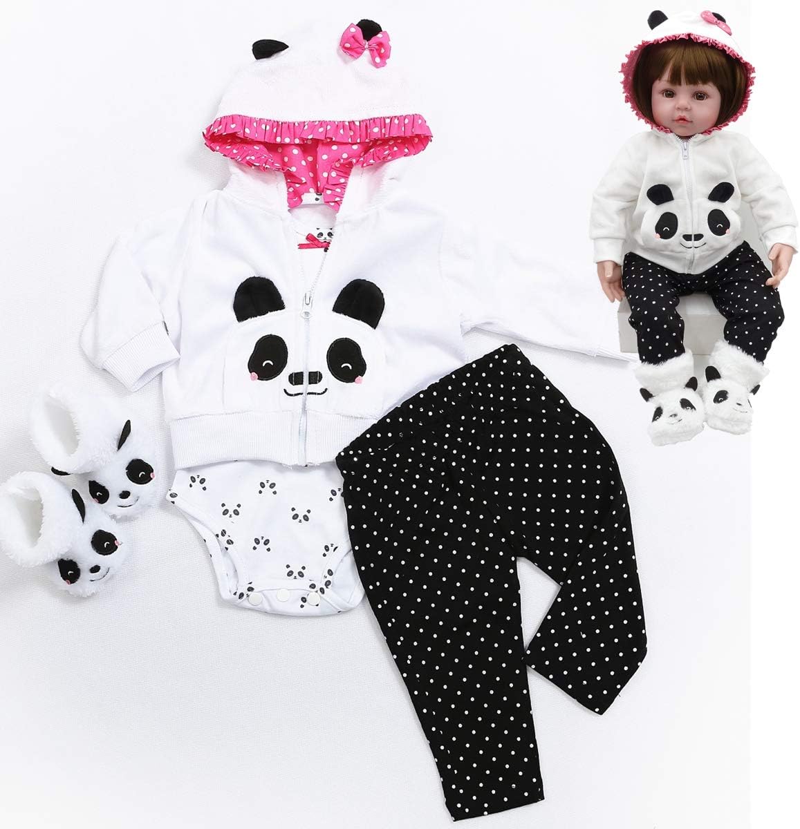 Pedolltree Reborn Baby Girl 22 Inch Panda Costume Set