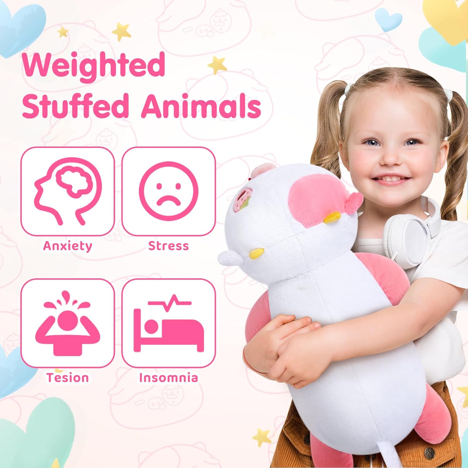Mewaii Weighted Strawberry Cow Plush 40 Lbs