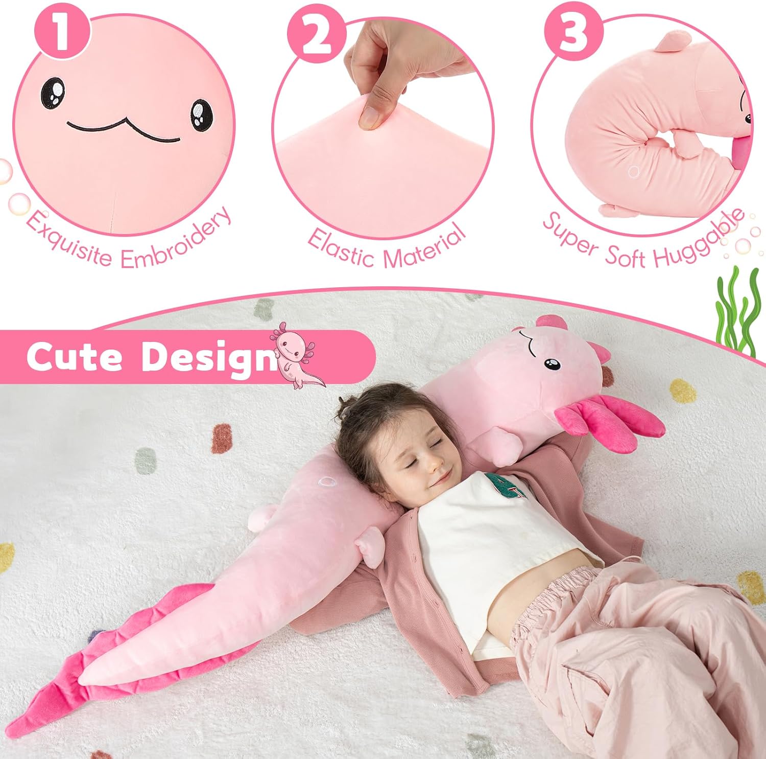 MaoGoLan Glow-in-the-Dark Axolotl Plush Pillow