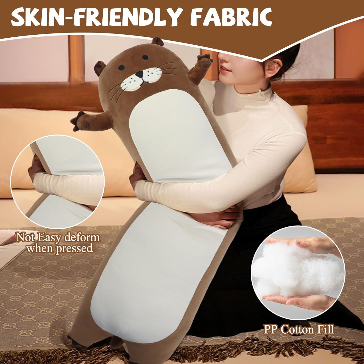 Giant Long Otter Plush Pillow for Kids - Cute Stuffed Animal Toy
