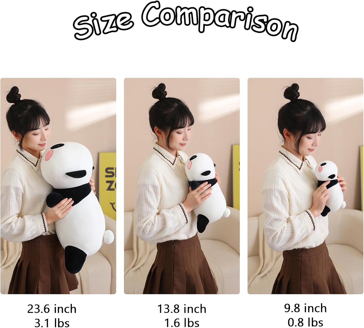 SQEQE Weighted Panda Plush 98 Inch 08 Lbs Comfortable Pillow Toy