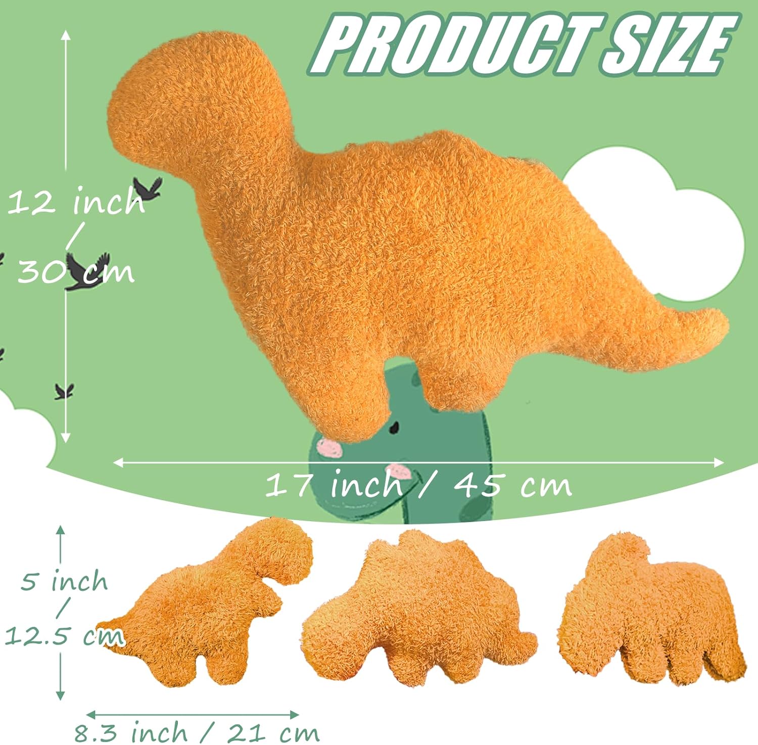 4 Pack Dino Nugget Pillow Set with Plush Toys