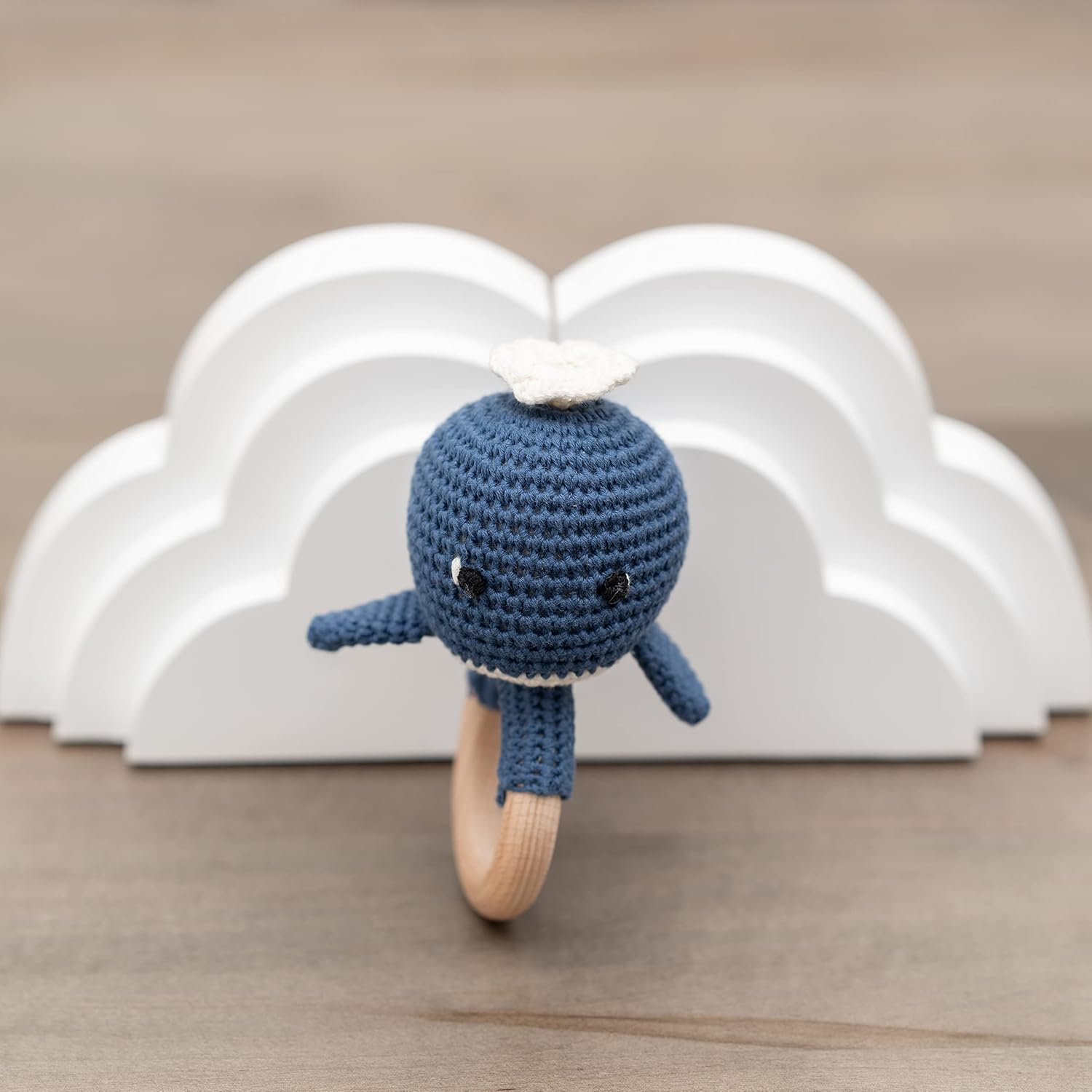 Handmade Cotton Crochet Blue Whale Rattle