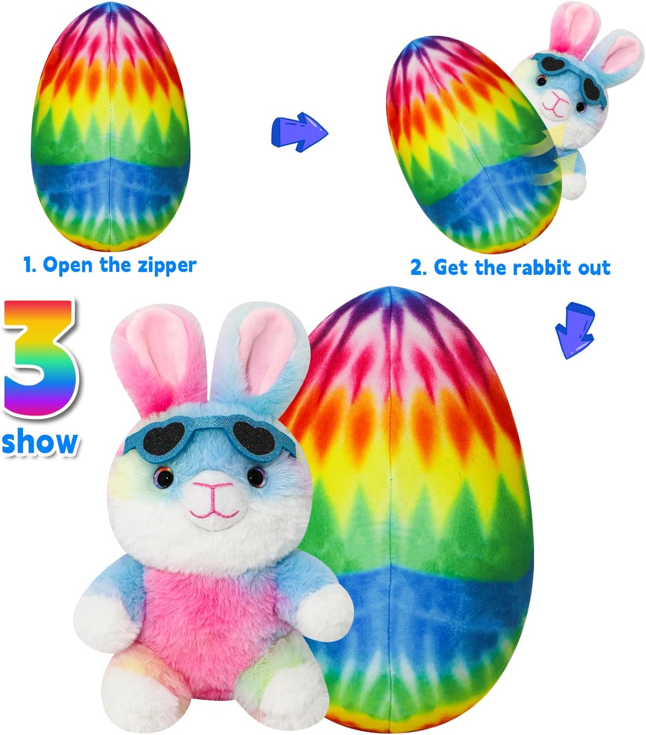 Easter Bunny Egg Toy with Hidden Zipper