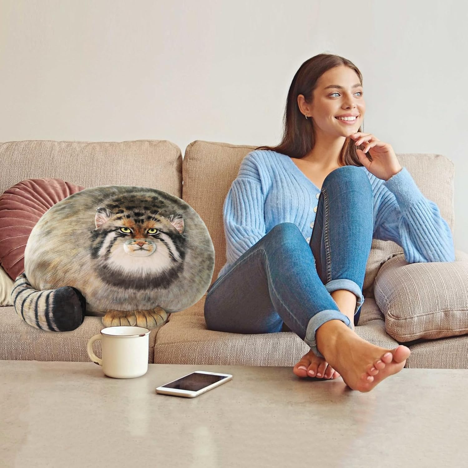 Cuddle Up Pallas Cat Plush Pillow 18in