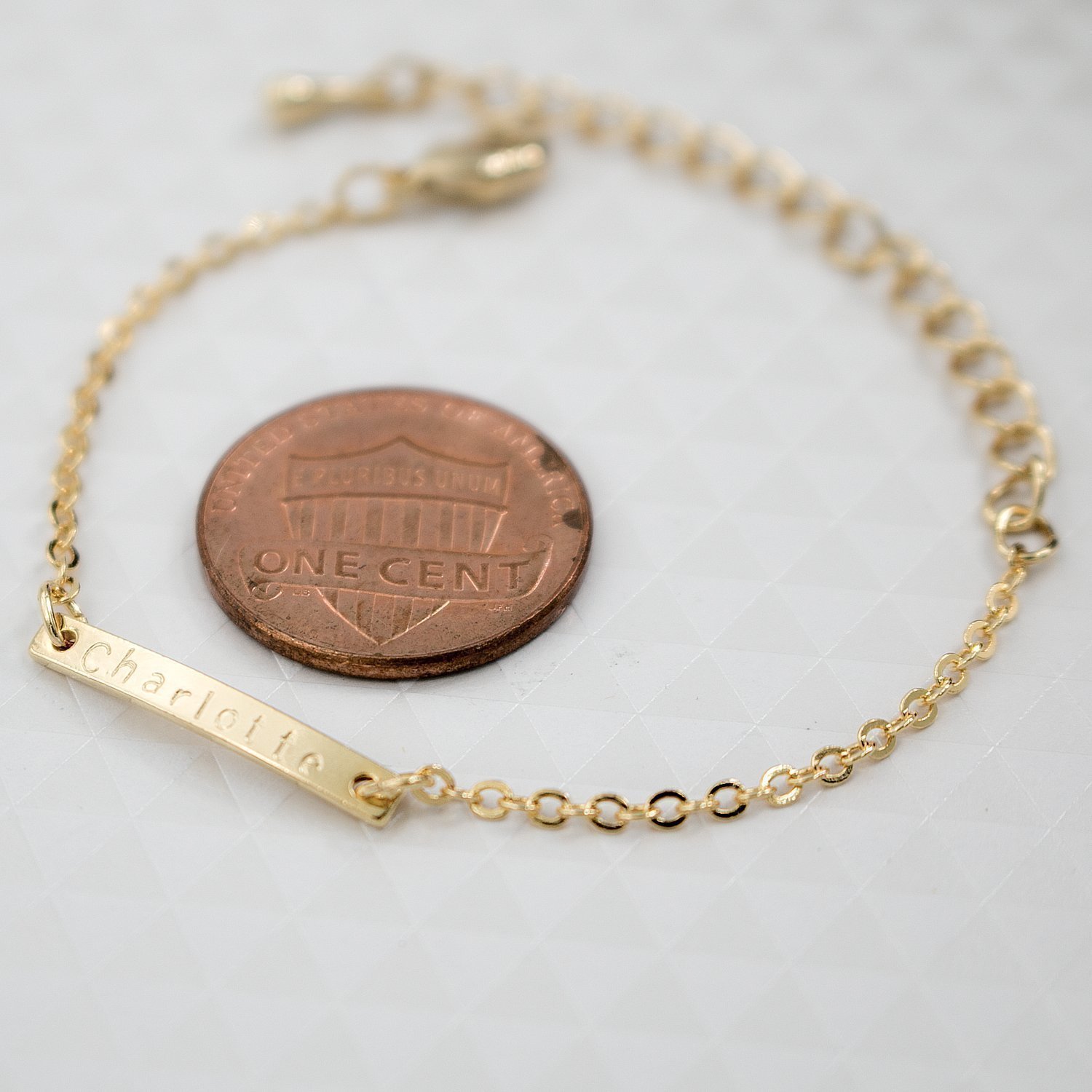 Personalized Baby Name Bar Anklet 16k Gold Silver Rose Gold