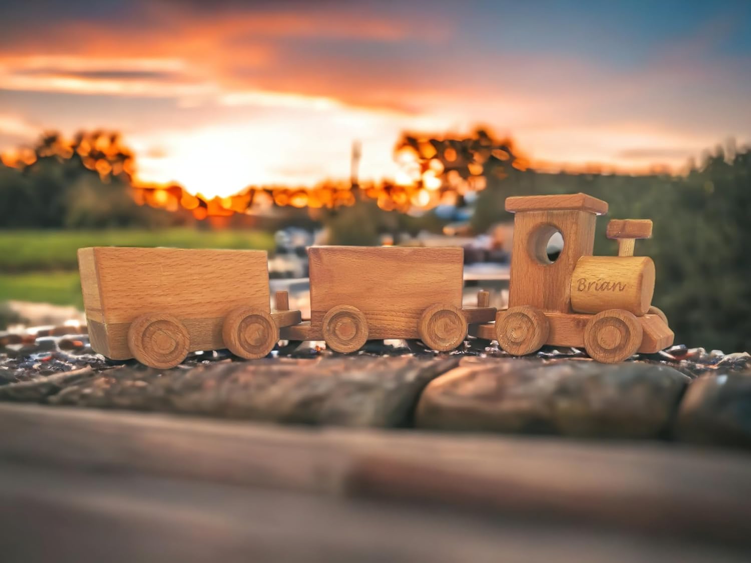 Personalized Wooden Train Set for Toddlers 2-4 Years 1