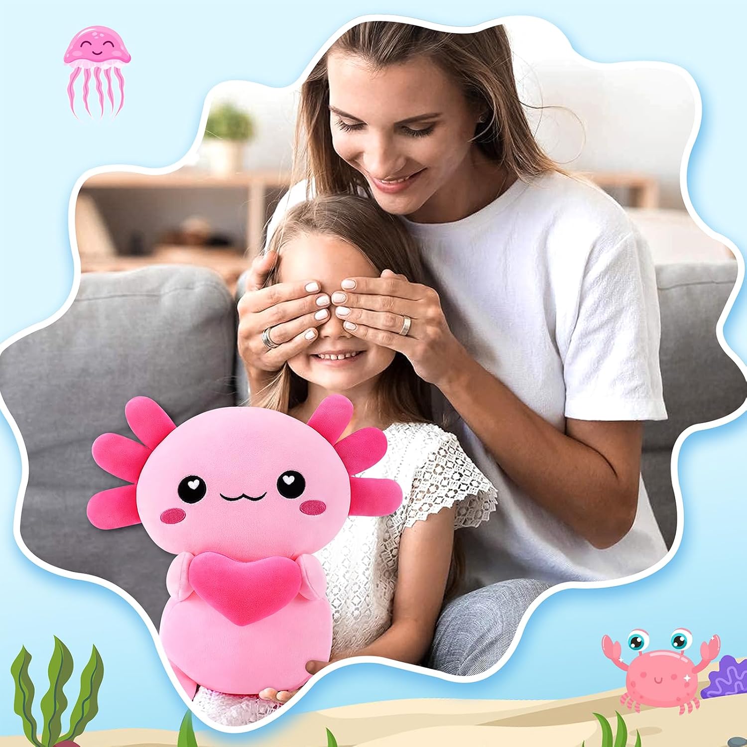 Achwishap Axolotl Plush Pillow 14 Inch Cuddly Stuffed Animal