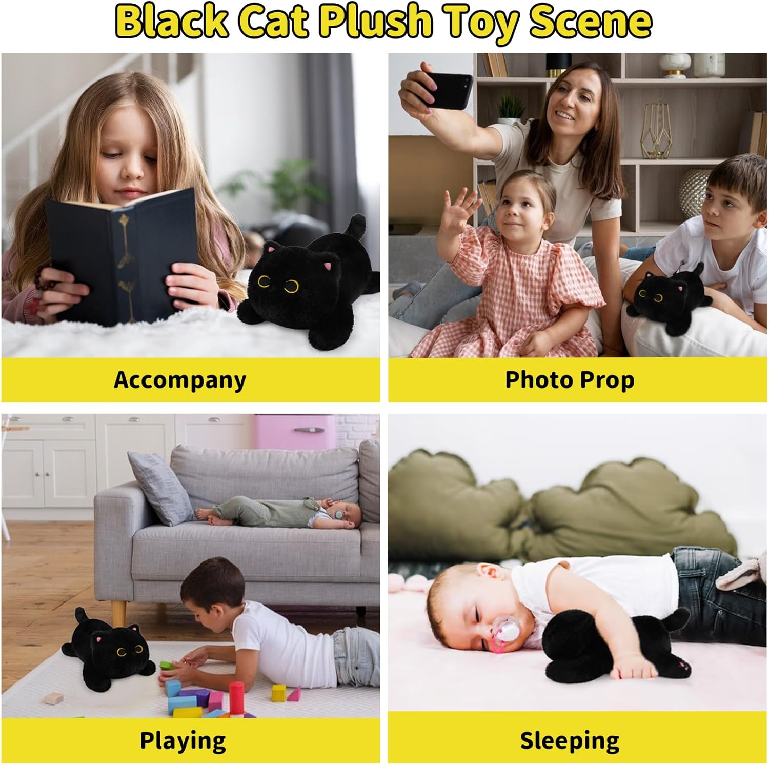 Leokawin Weighted Black Cat Plush Pillow