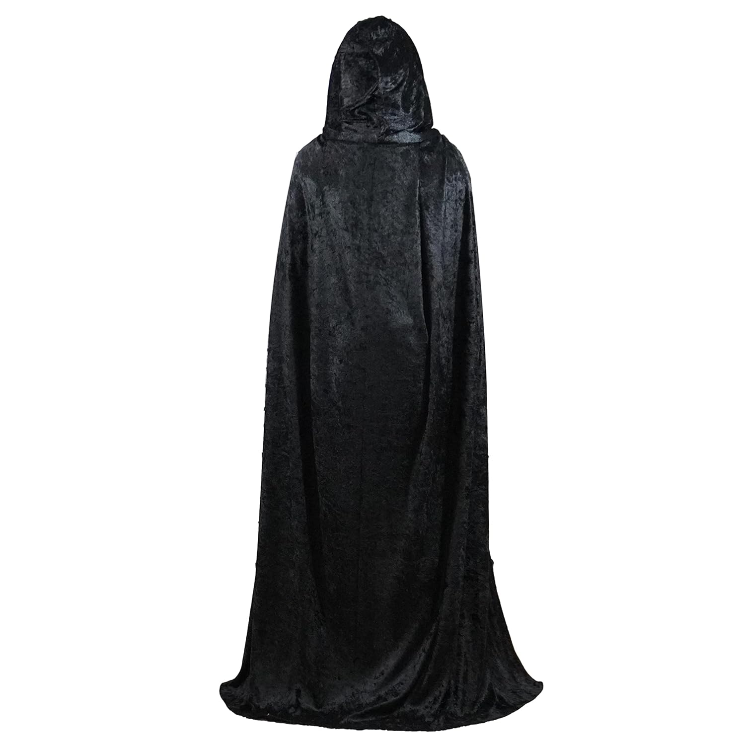 Black Crushed Velvet Hooded Cape for All Sizes