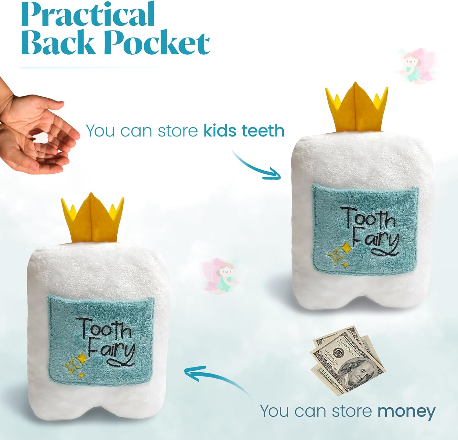 Cairn 6 Tooth Fairy Pillow with Back Pocket