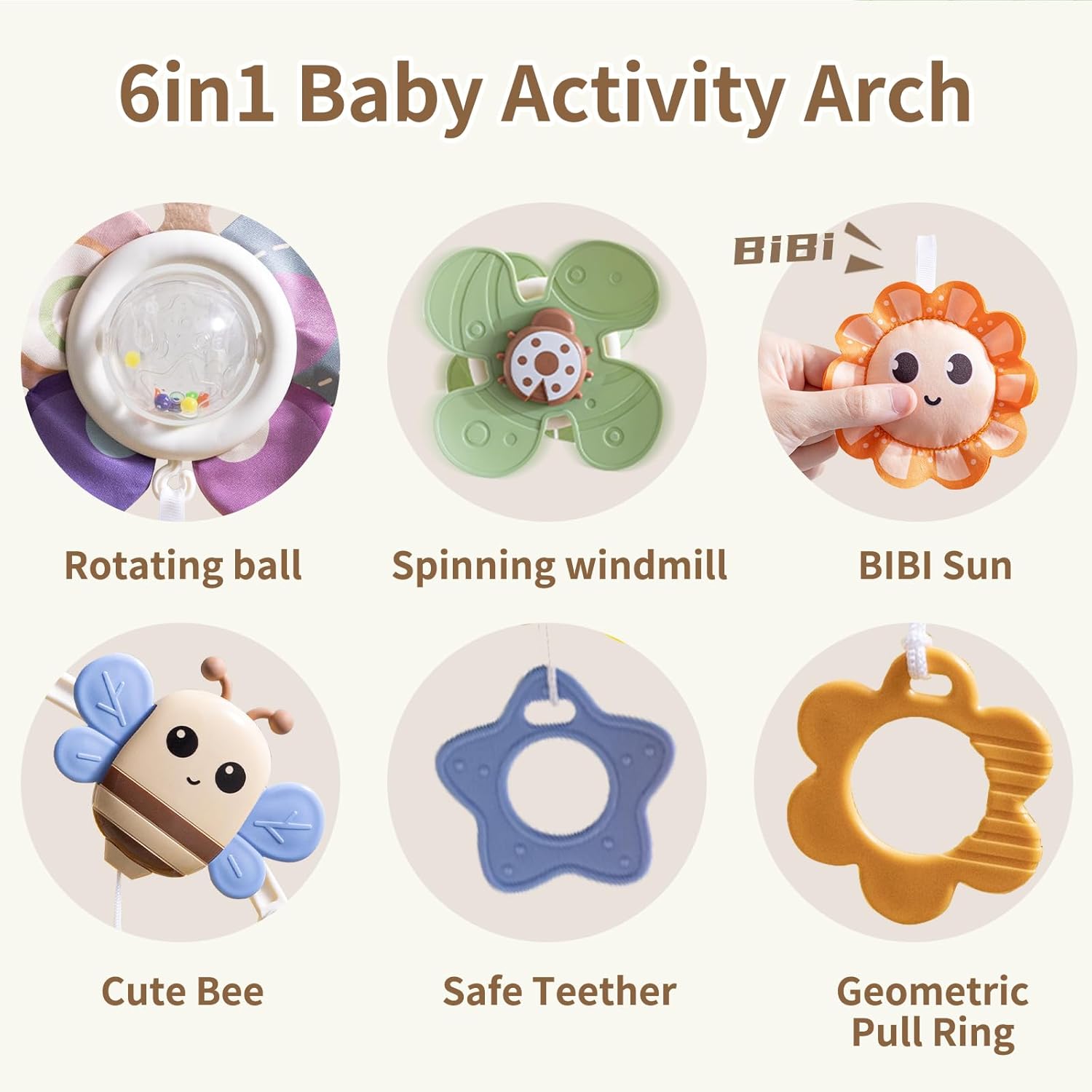 Adjustable Baby Stroller Arch with Sound and Light Toys
