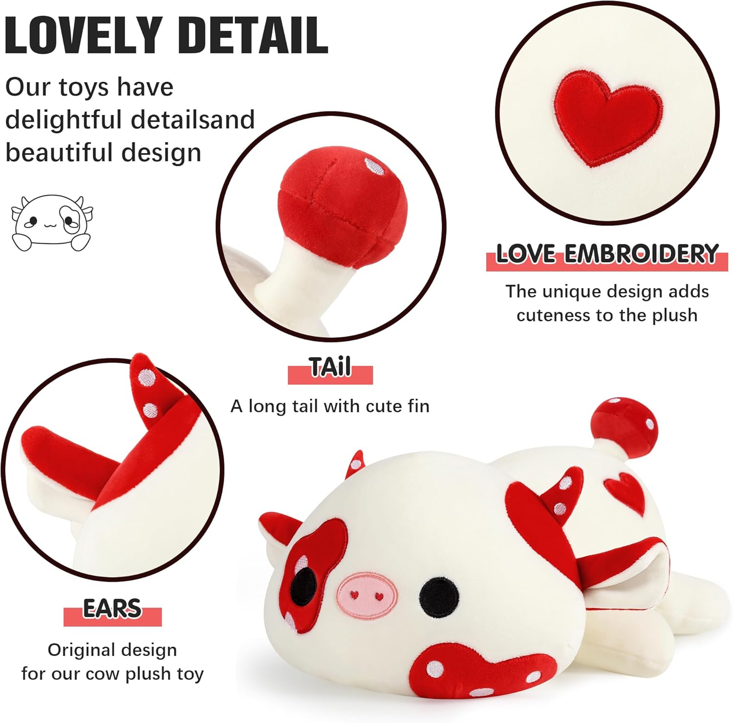 Onsoyours Cute Mushroom Cow Plush Pillow 12
