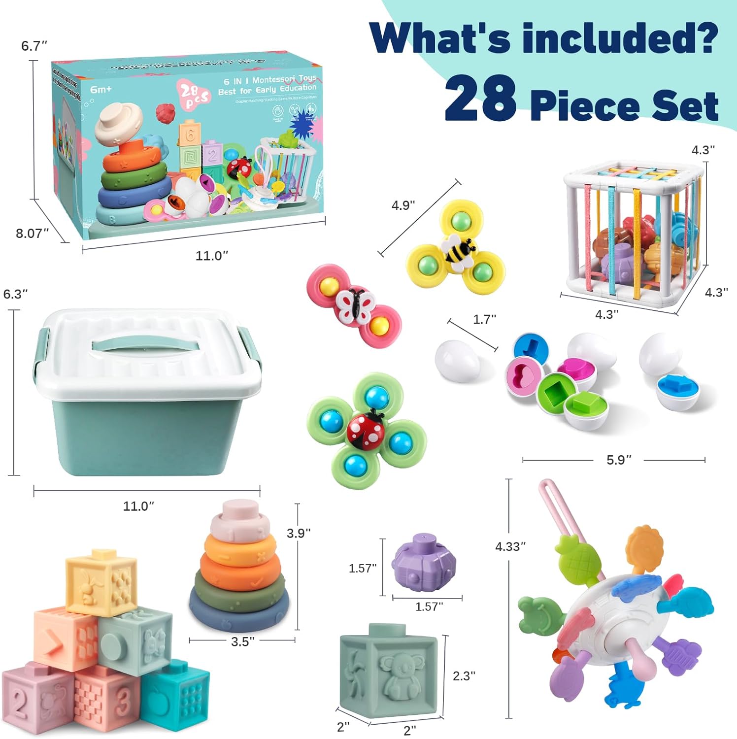 Plunack 6 in 1 Montessori Toy for 6-12 Months Toddler