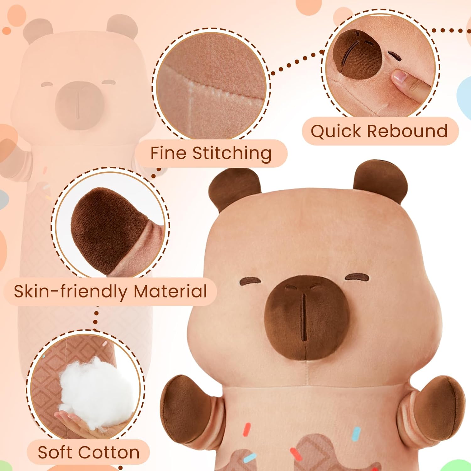 MINISO Capybara Plush Pillow Stuffed Animal 20 Inch