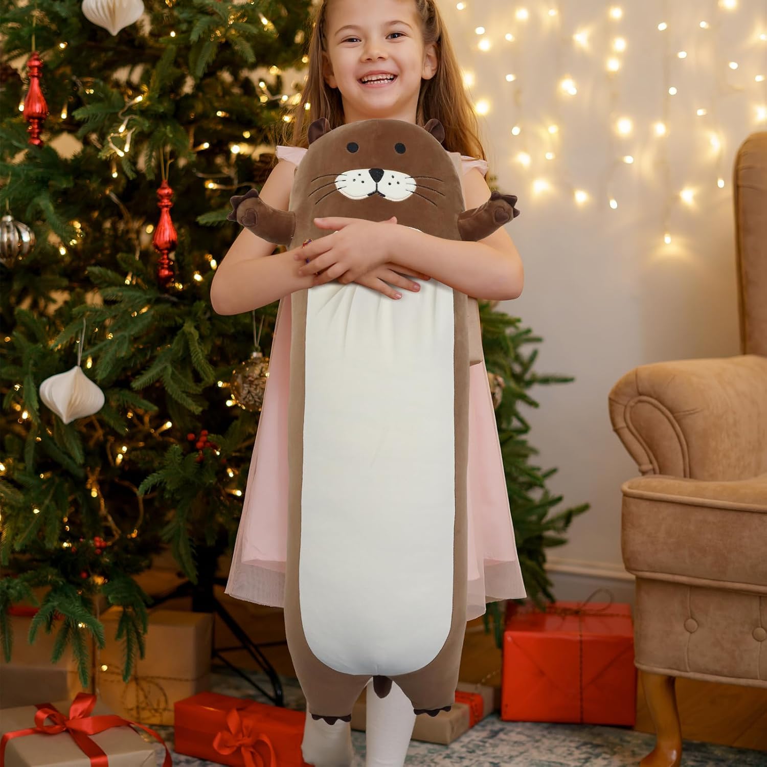 Giant Long Otter Plush Pillow for Kids - Cute Stuffed Animal Toy