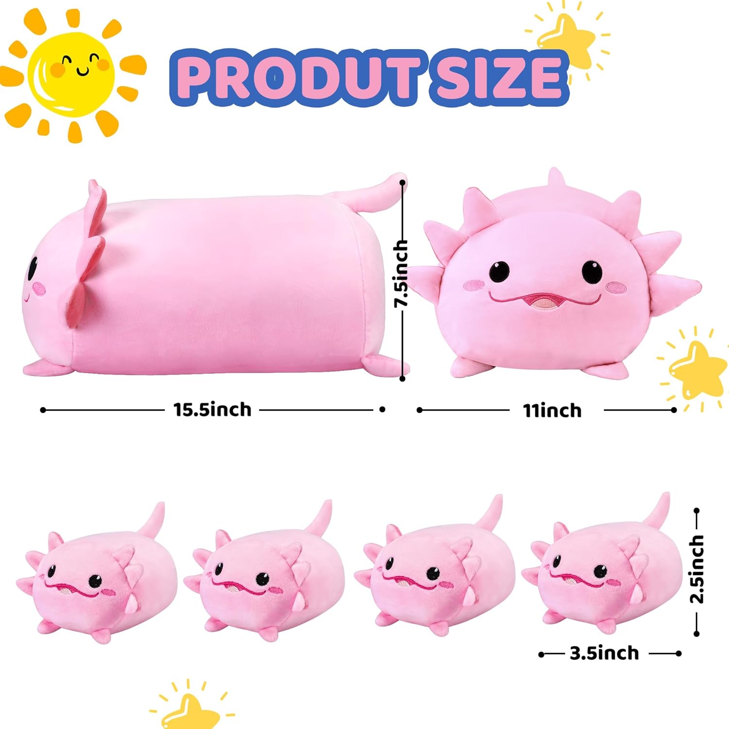YIIQUWEN Axolotl Plush Family Set with 4 Baby Pillows