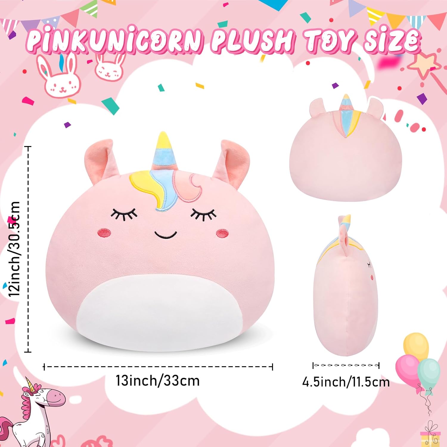 Slojkardon 12 Inch Pink Unicorn Plush Pillow Toy