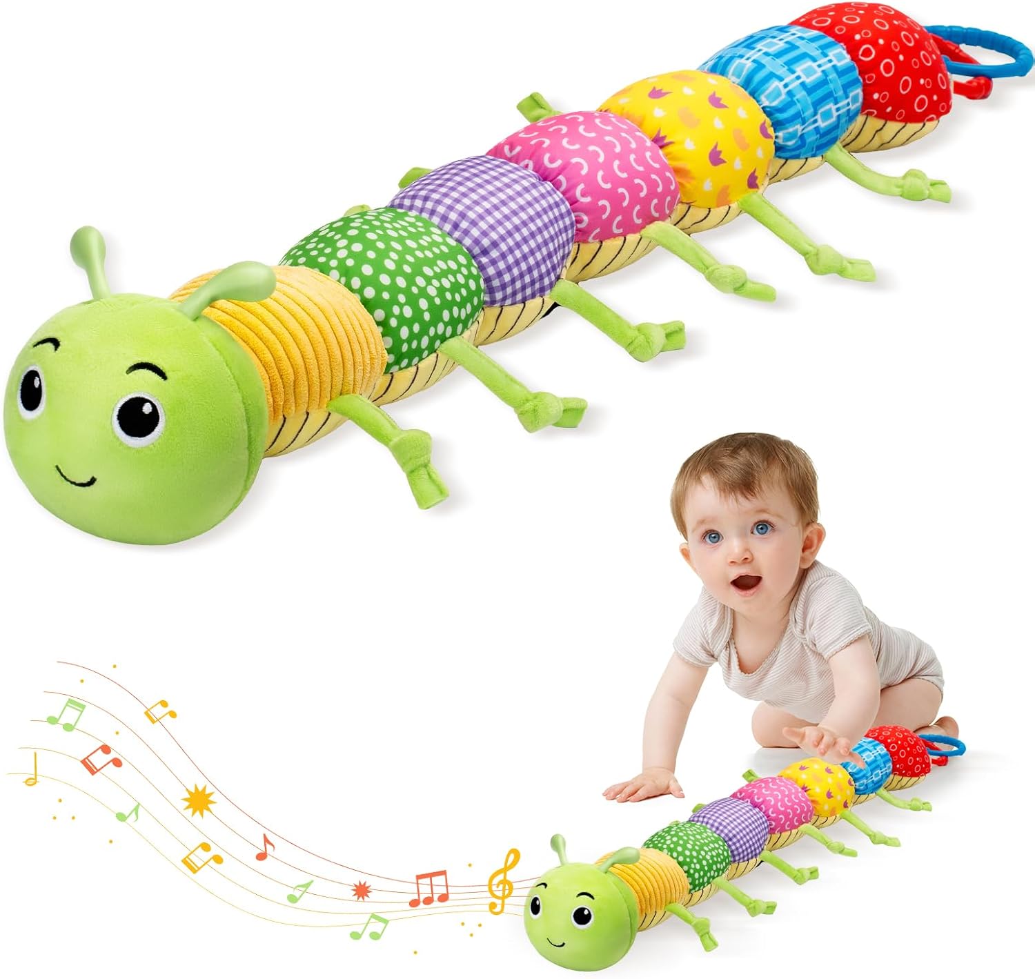PADONISE Musical Plush Stuffed Animal Toy for Newborns 0-12 Months