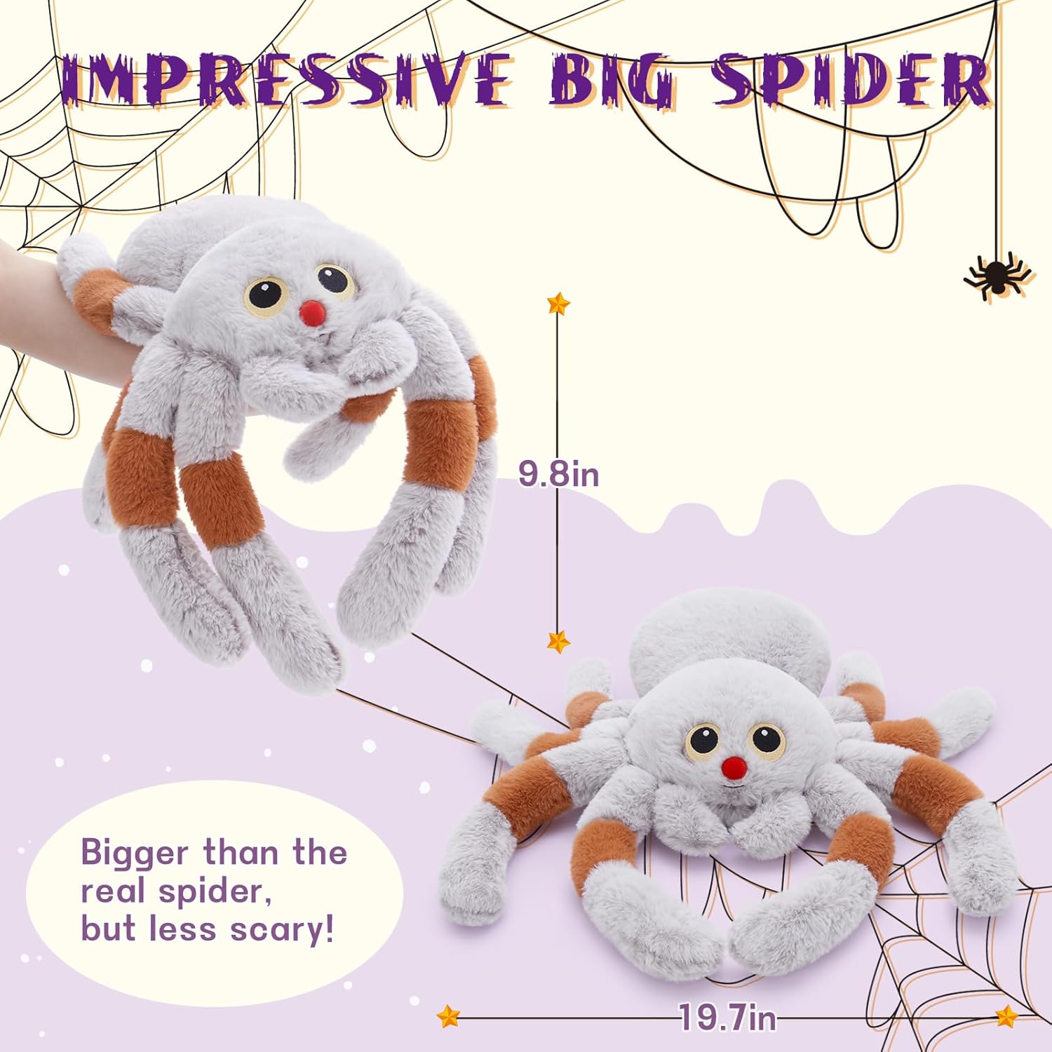 MaoGoLan 20 Inch Giant Spider Plush Pillow