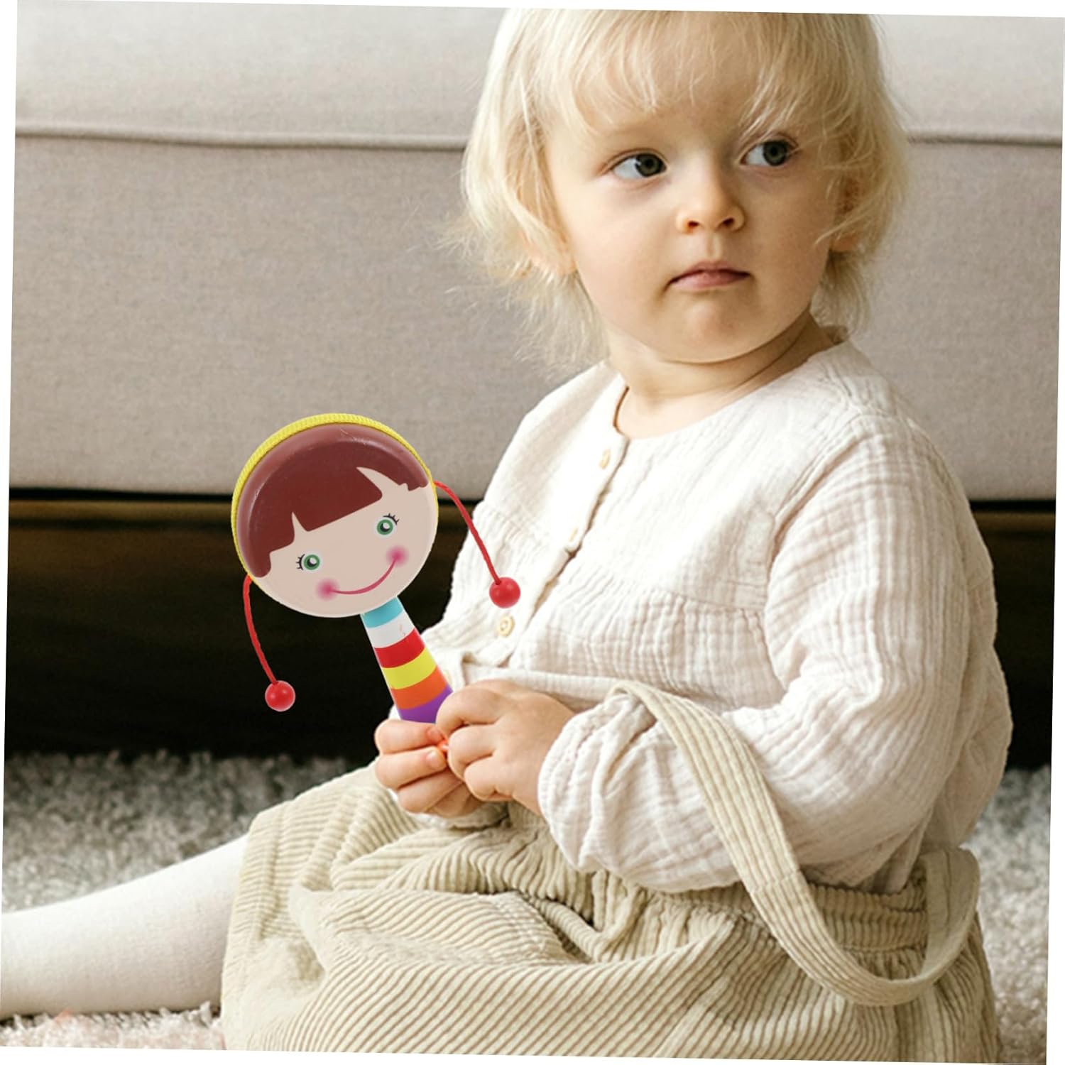 2pcs Musical Wooden Rattle for Babies with Soft Edges