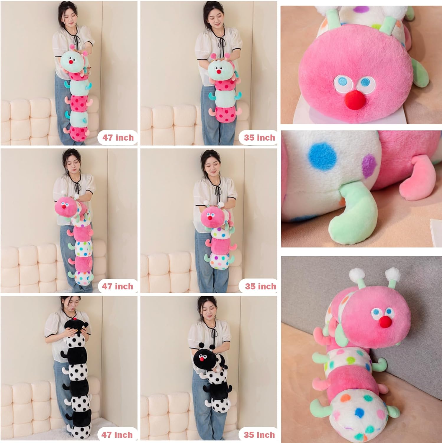 Hofun4U Caterpillar Plush Pillow - Pink 35 Inch