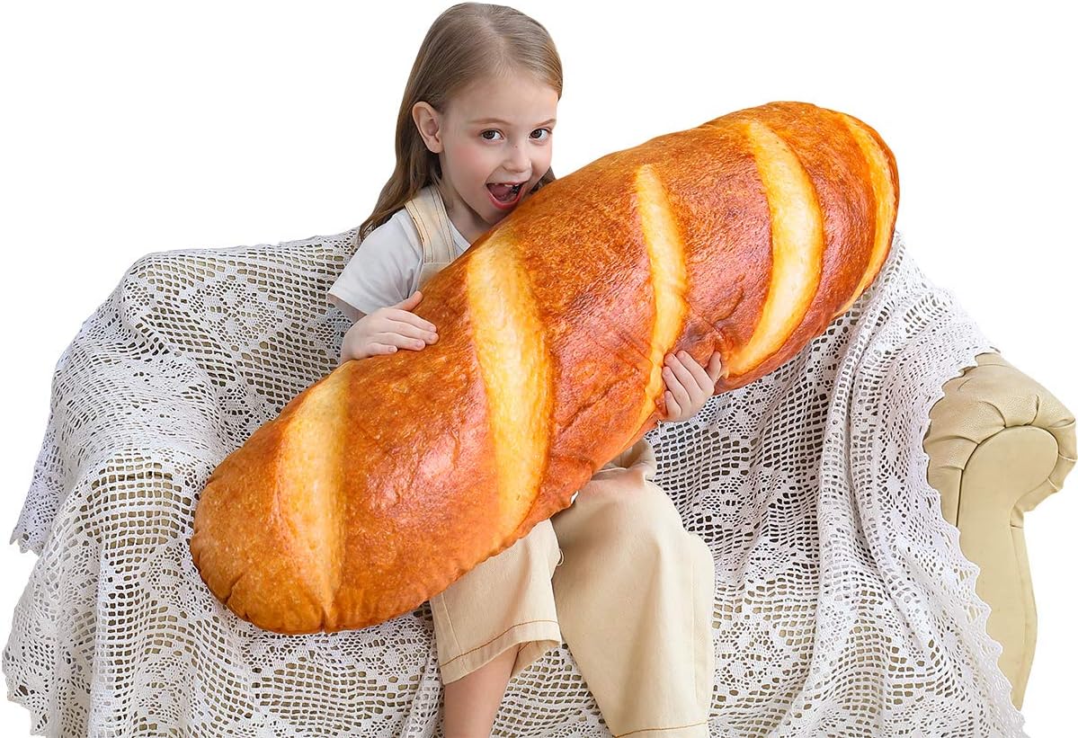 Wepop 40 in 3D Simulation Bread Shape Plush Pillow