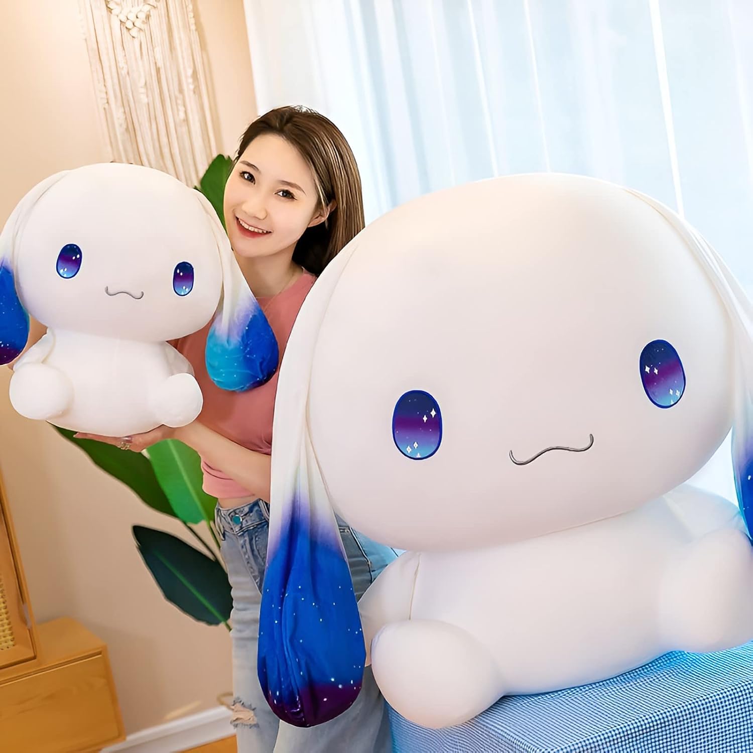 OULV Big Ear White Plush Dog Toy 118 Inch Hugging Pillow
