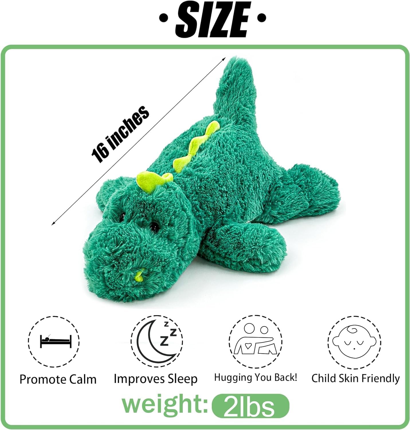 YOUBLEK 20 Weighted Plush Toy Dinosaur 4 Pounds Hugging Pillow