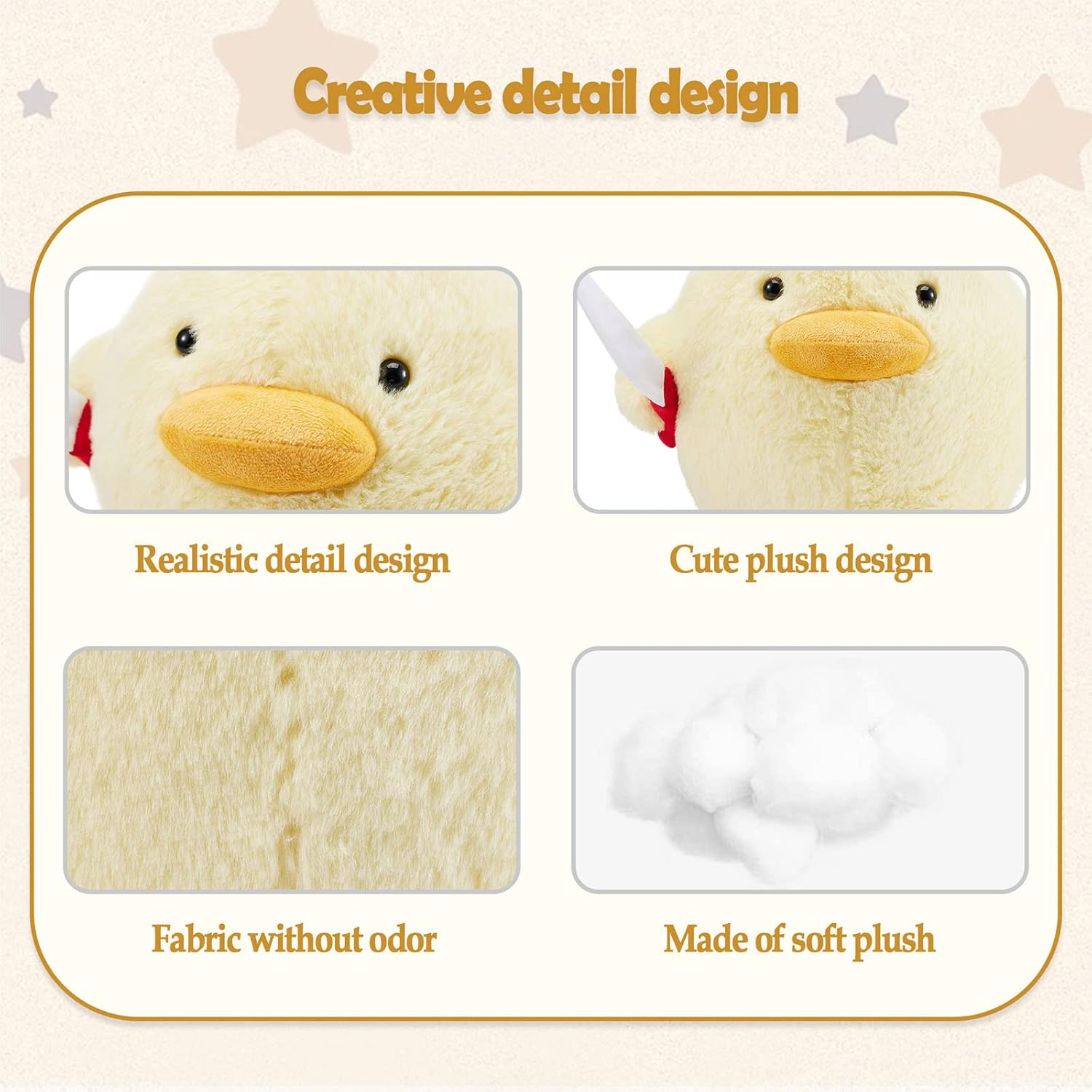 Kephay Cute Duck Plush Toy with Knife 118 Inch Yellow Stuffed Animal