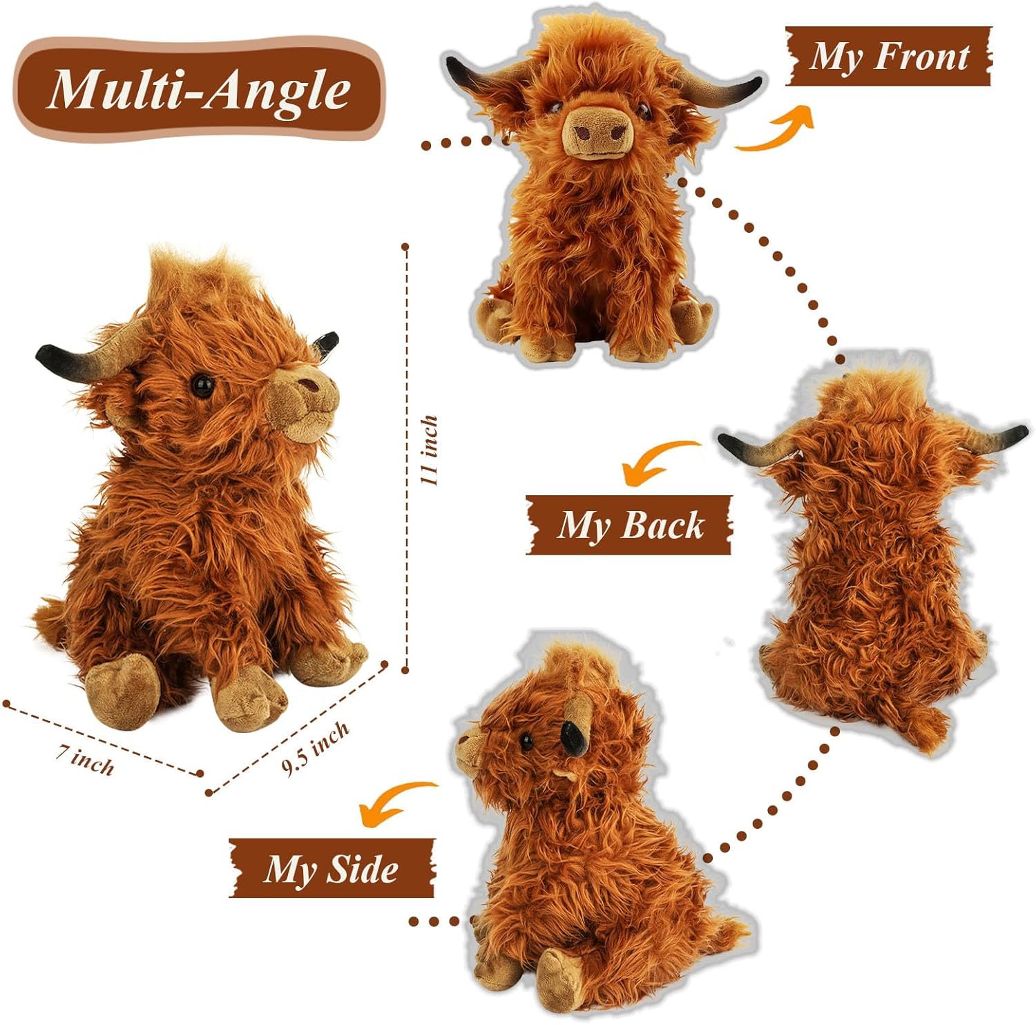 BMZRJM Fluffy Highland Cows Plush Pillow Toy
