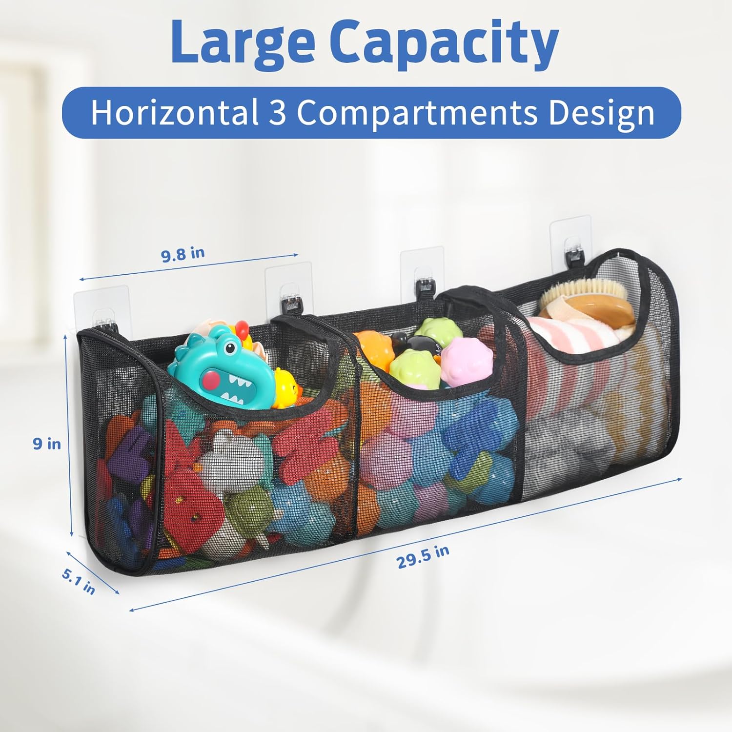 Goowin 3 Compartment Bath Toy Organizer