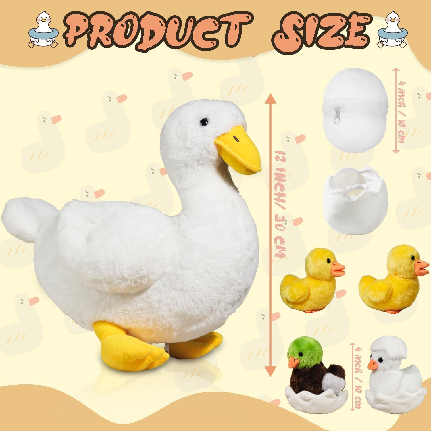 7-in-1 Funny Duck Plush Toy with Zippered Belly