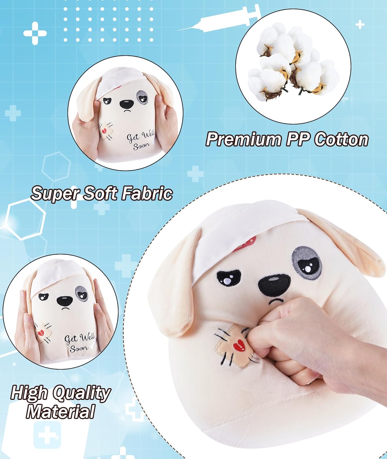 Get Well Soon Dog Plushie - 9 Inch Apricot Bandage Plush Toy