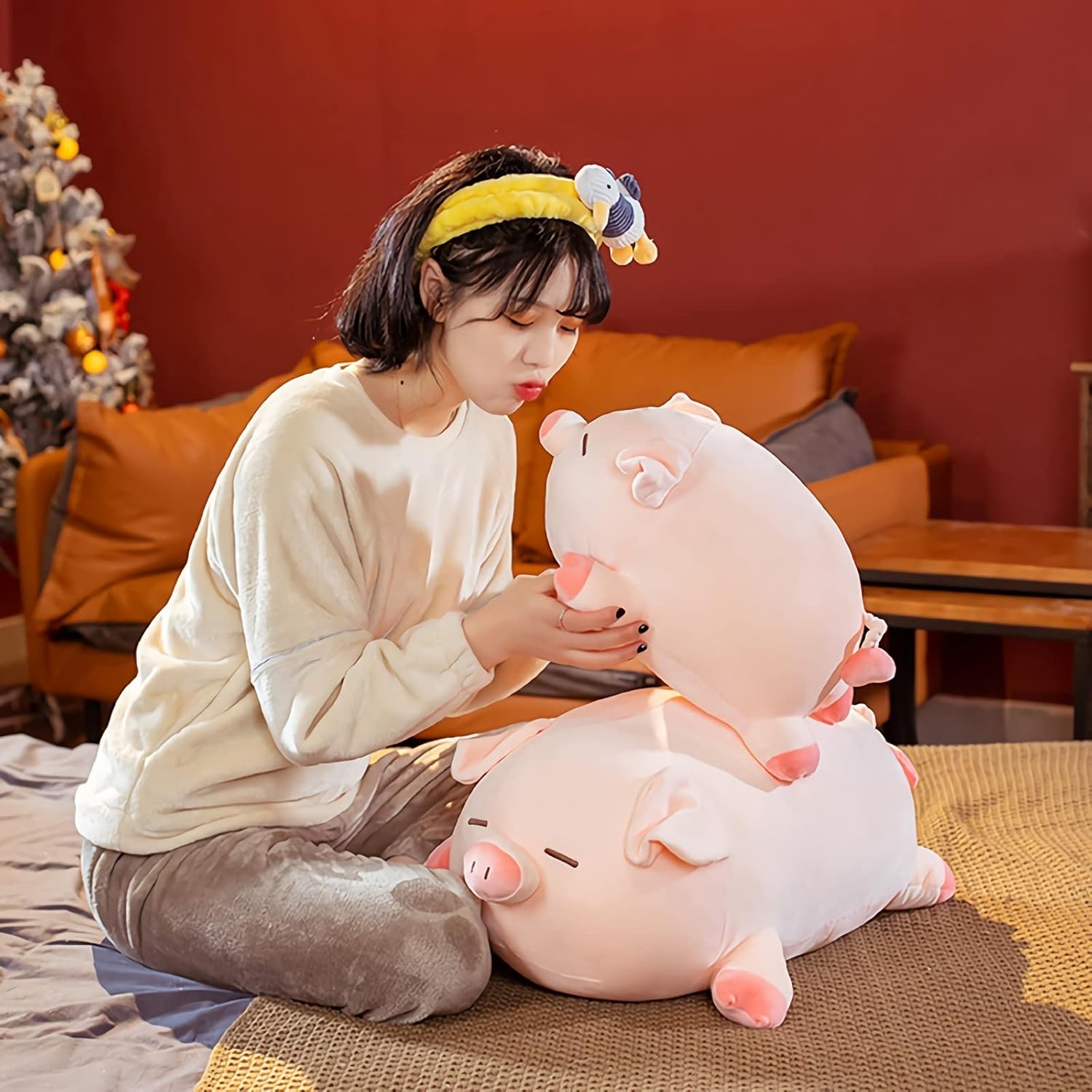 Kawaii Pig Plush Pillow - 157 Inch Soft Cuddle Toy