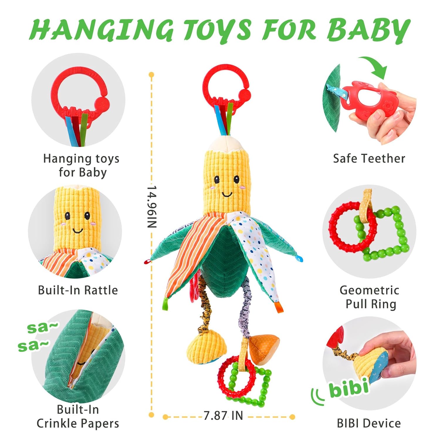 Jollybaby Baby Rattles Hanging Toys for Car Seat Crib Stroller Gym