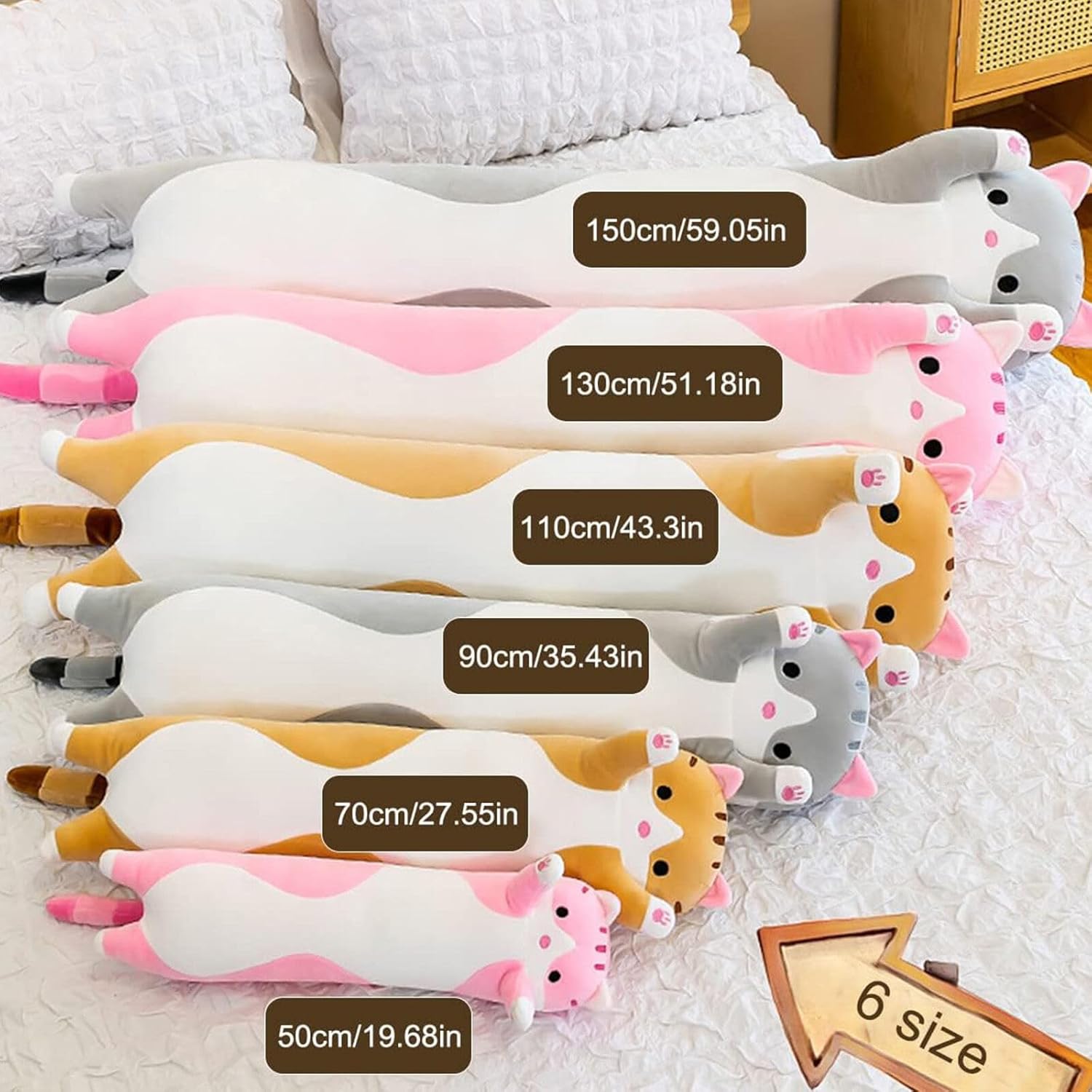 Somao Long Cat Plush Pillow Soft Hugging Pillow for Kids