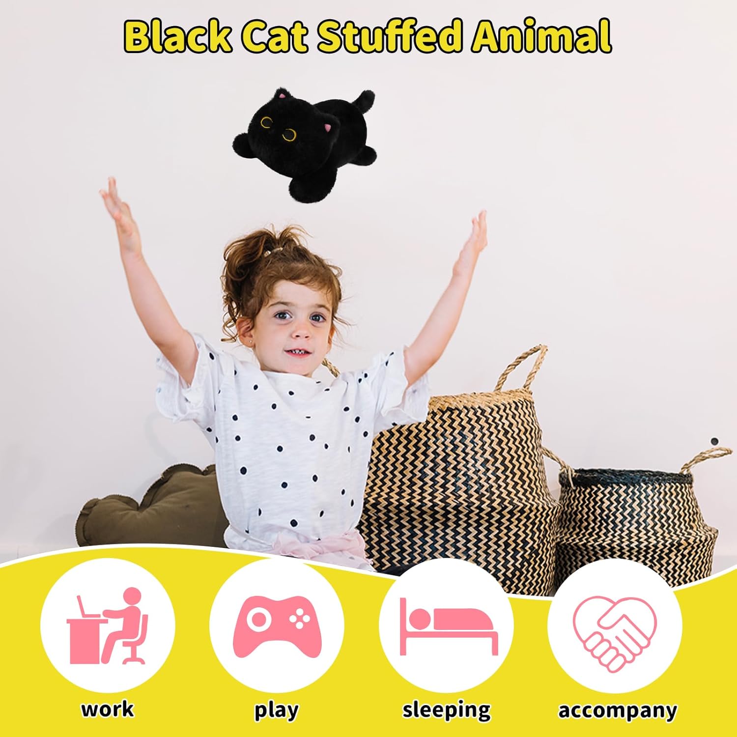 Leokawin Weighted Black Cat Plush Pillow