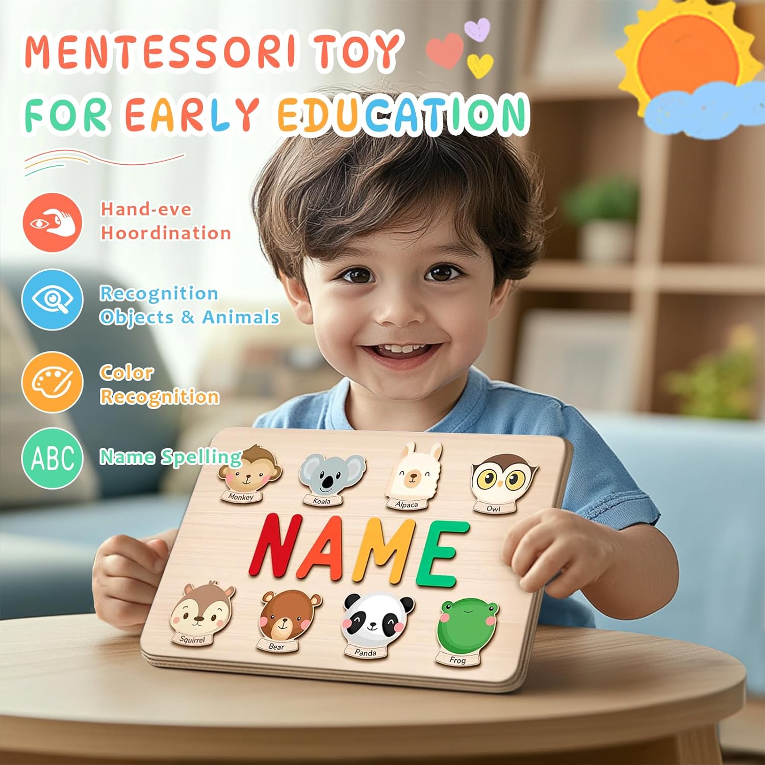 Personalized Name Puzzle with Custom Blessing for Toddlers