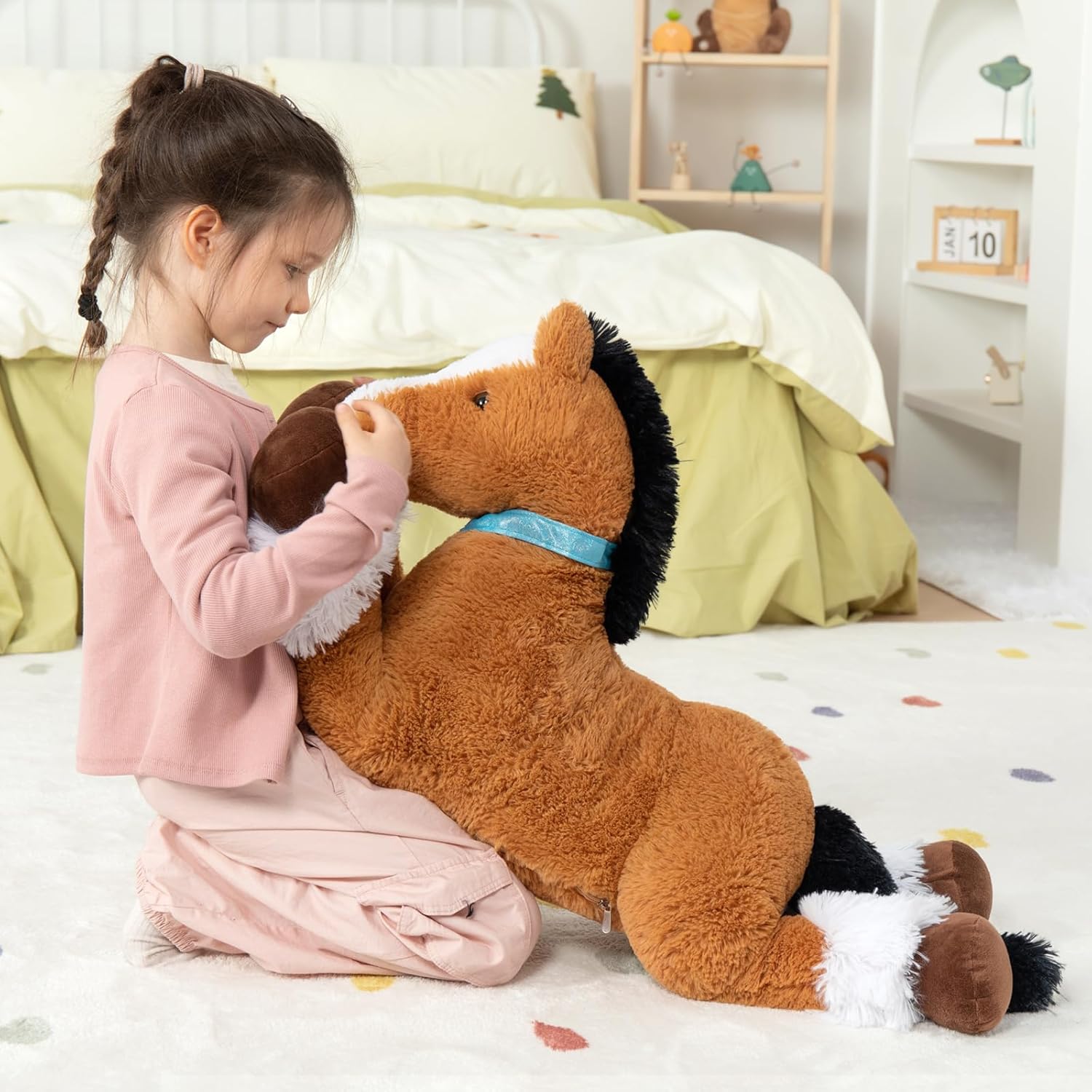 MaoGoLan 33-Inch Brown Plush Horse Pillow Toy