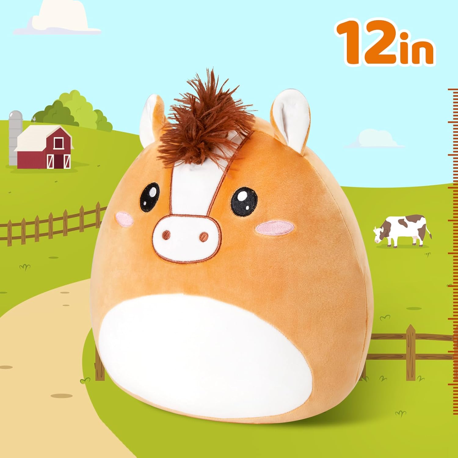 Athionsu 12-Inch Plush Horse Pillow Cuddly Toy