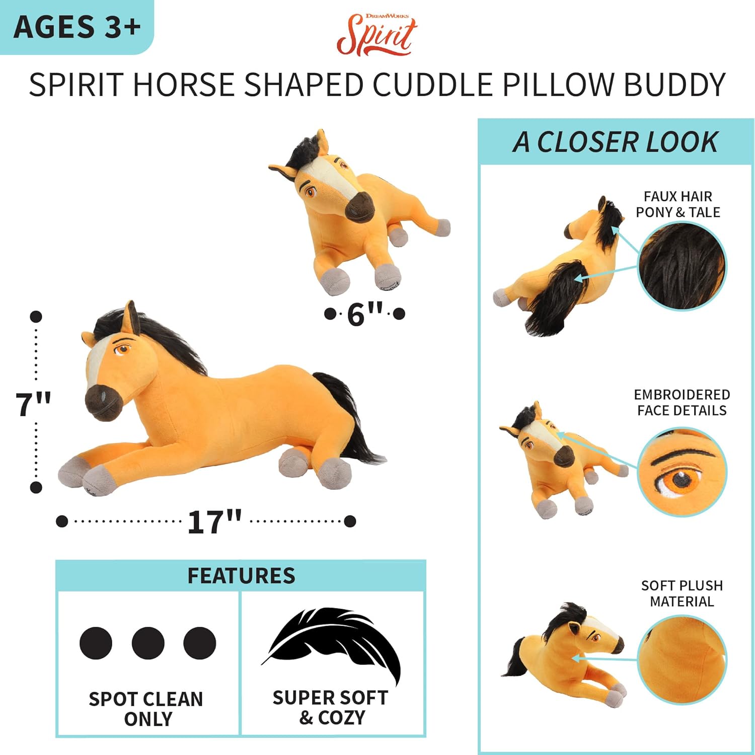 Franco Kids Bedding Plush Spirit Riding Free Horse Pillow Buddy