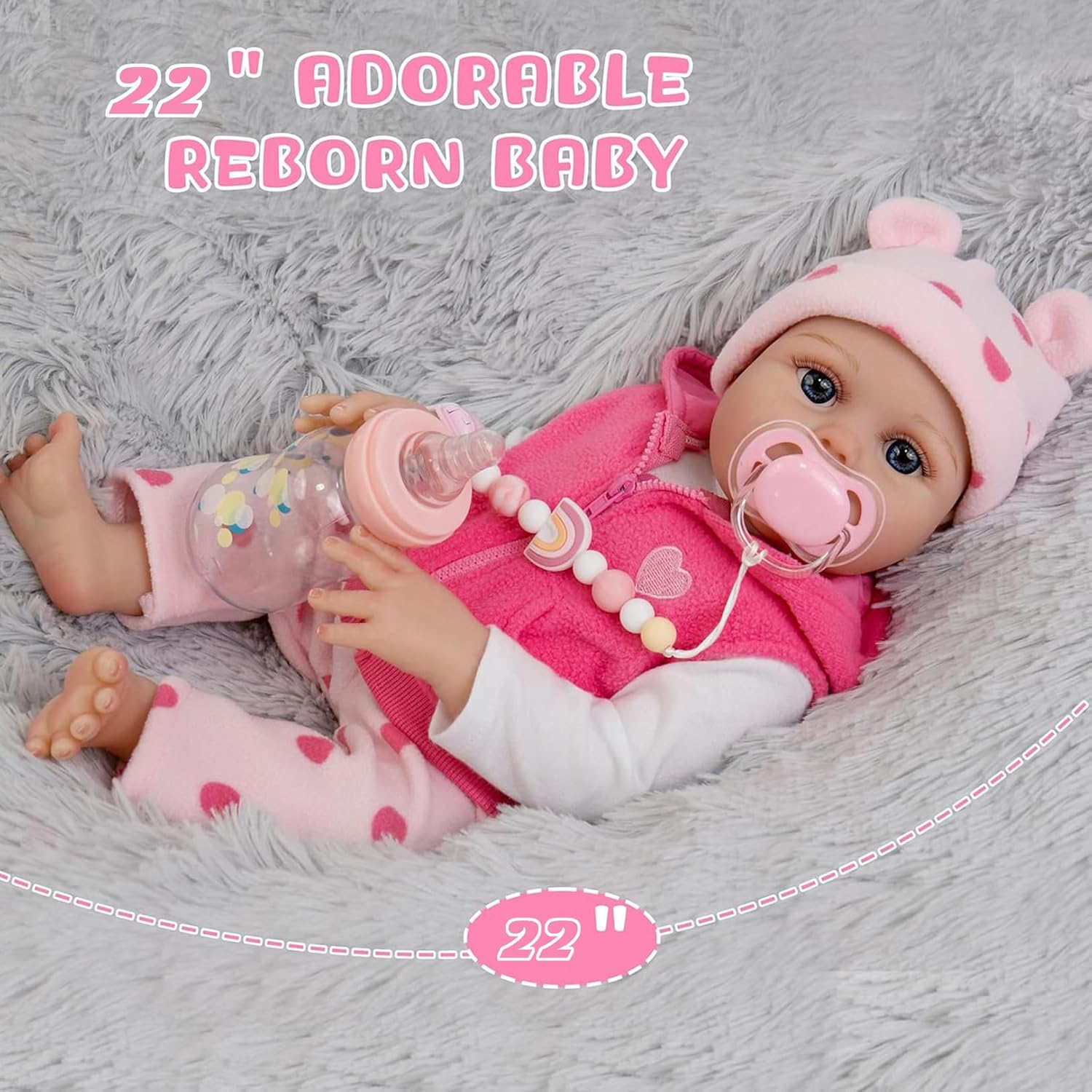 HEHUZY 22 Inch Realistic Reborn Baby Doll Girl