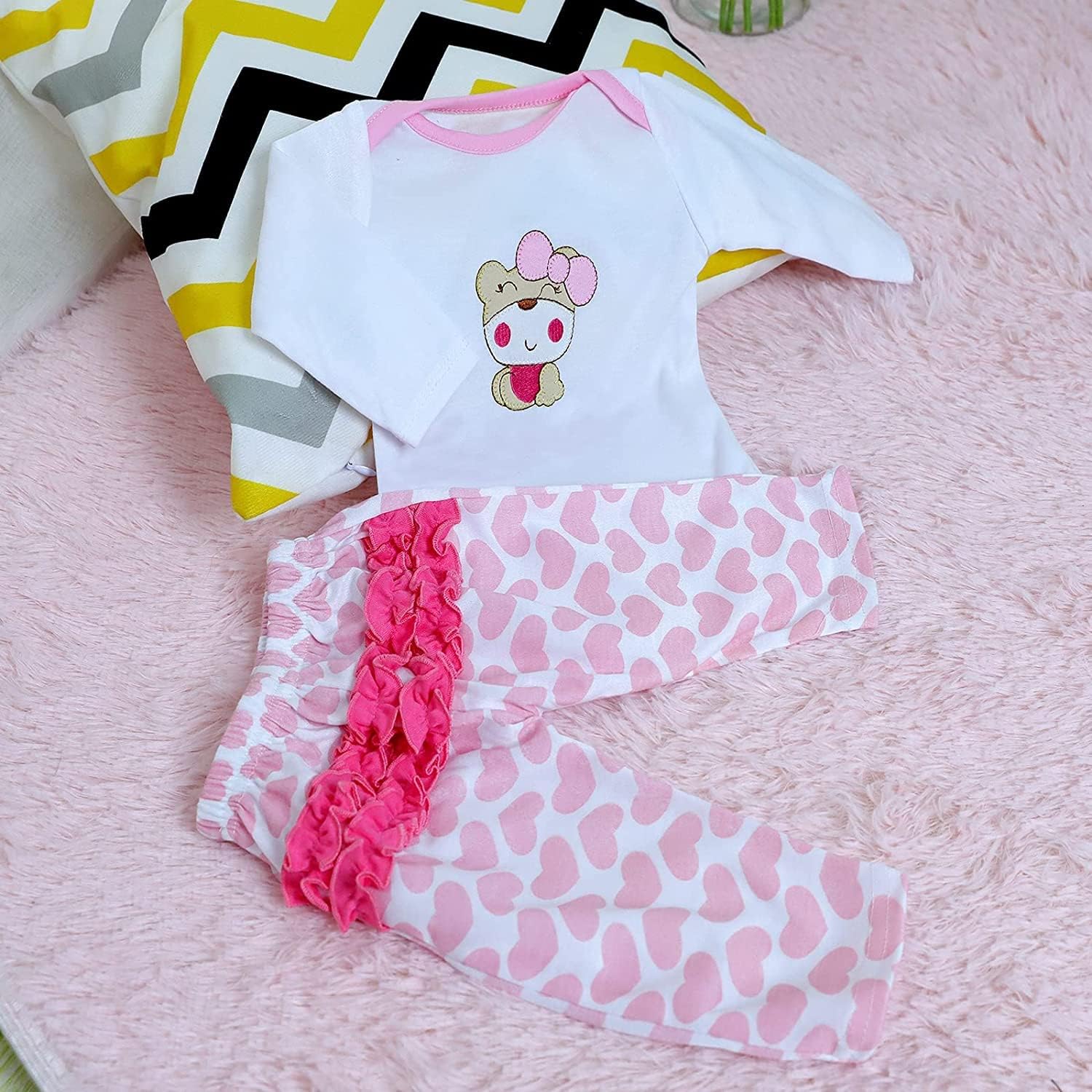 OYESY Reborn Baby Doll Pink Outfit 4pcs Set
