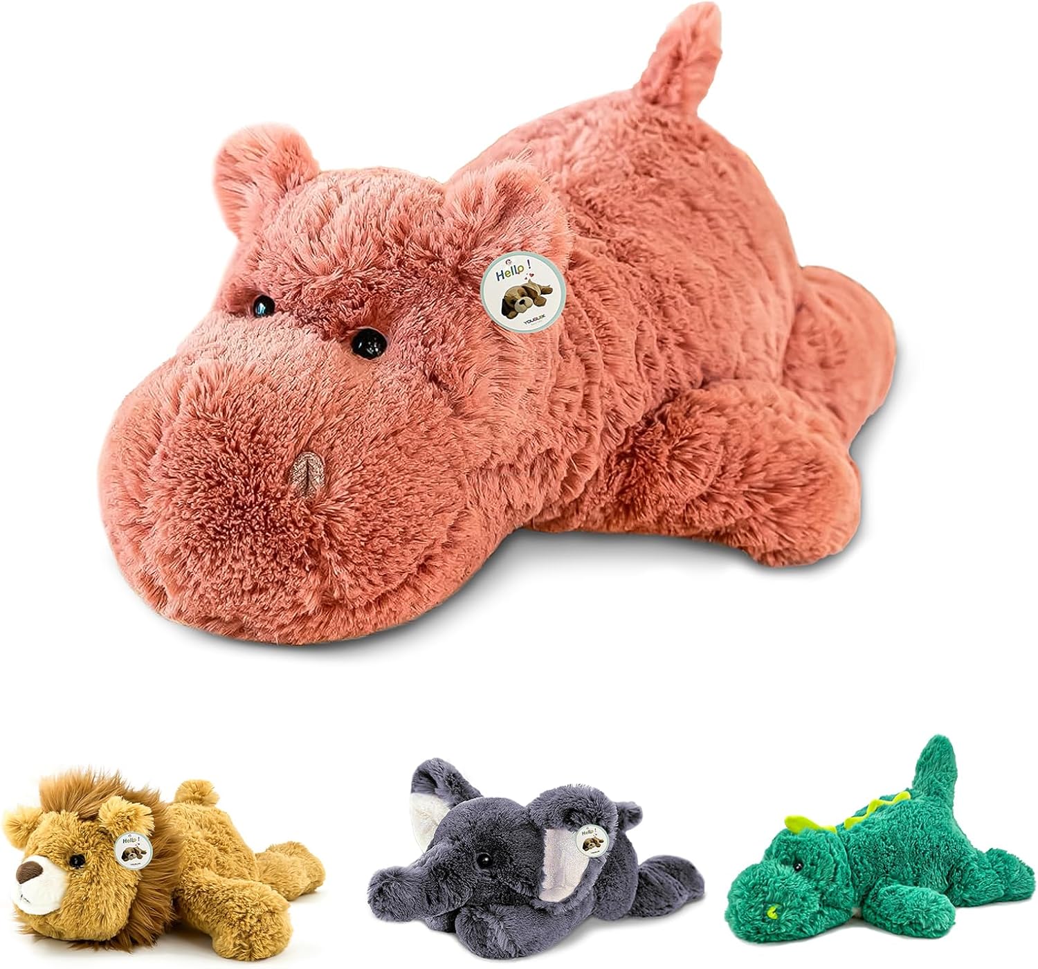 YOUBLEK 16 Pink Hippo Weighted Plush Toy