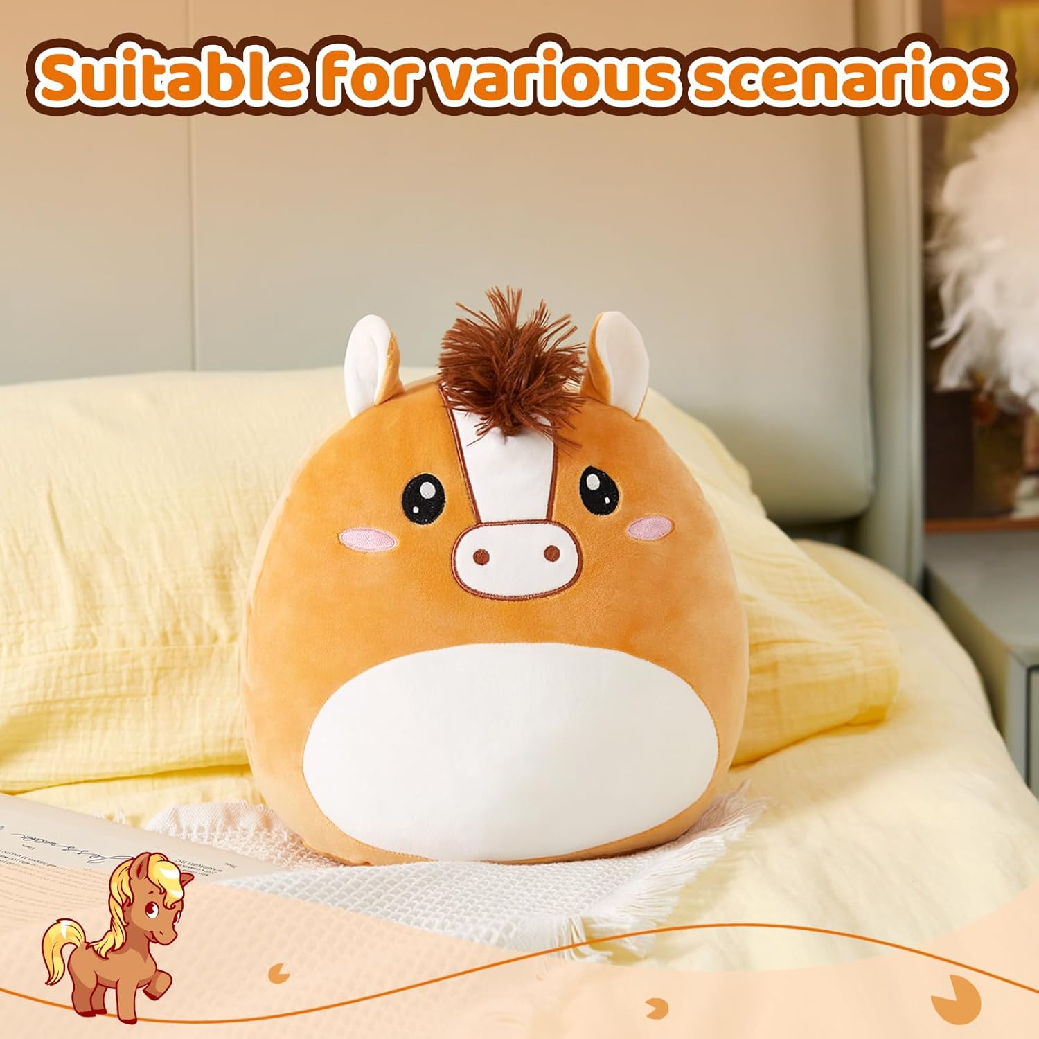 Athionsu 12-Inch Plush Horse Pillow Cuddly Toy