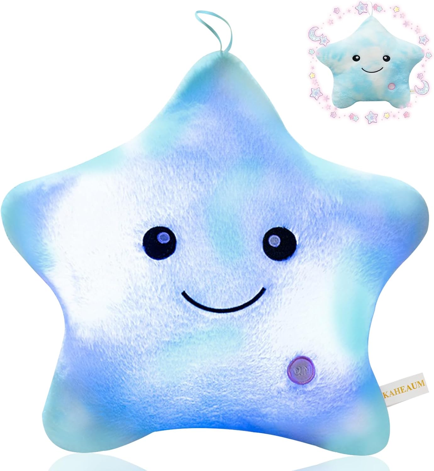 LED Star Pillow for Kids Night Light Plush Decor