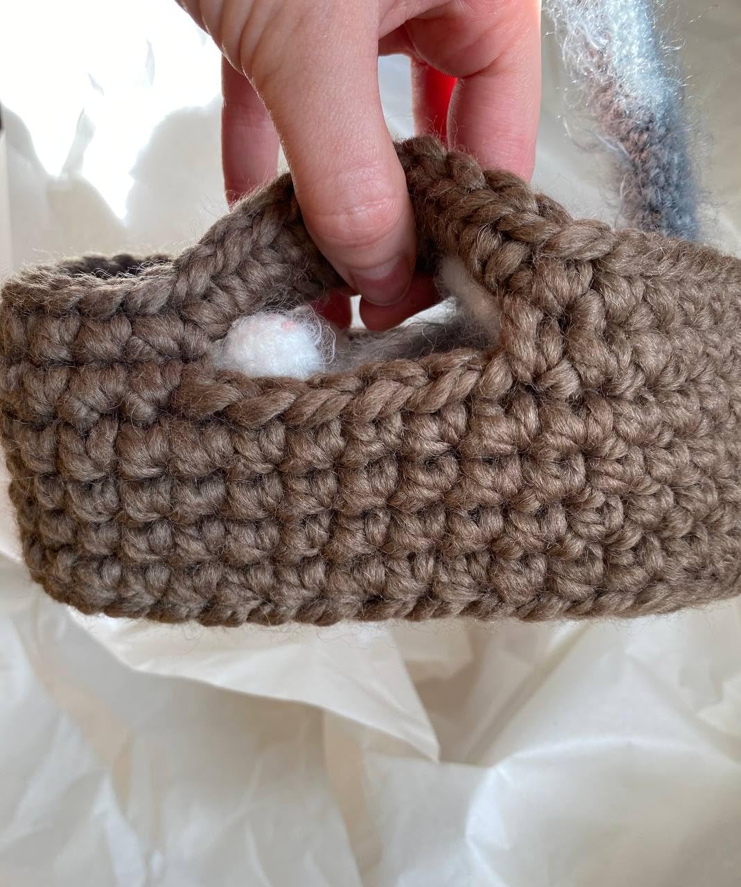 Fluffy Sleeping Kitten Dark Grey Crochet Toy for Toddlers